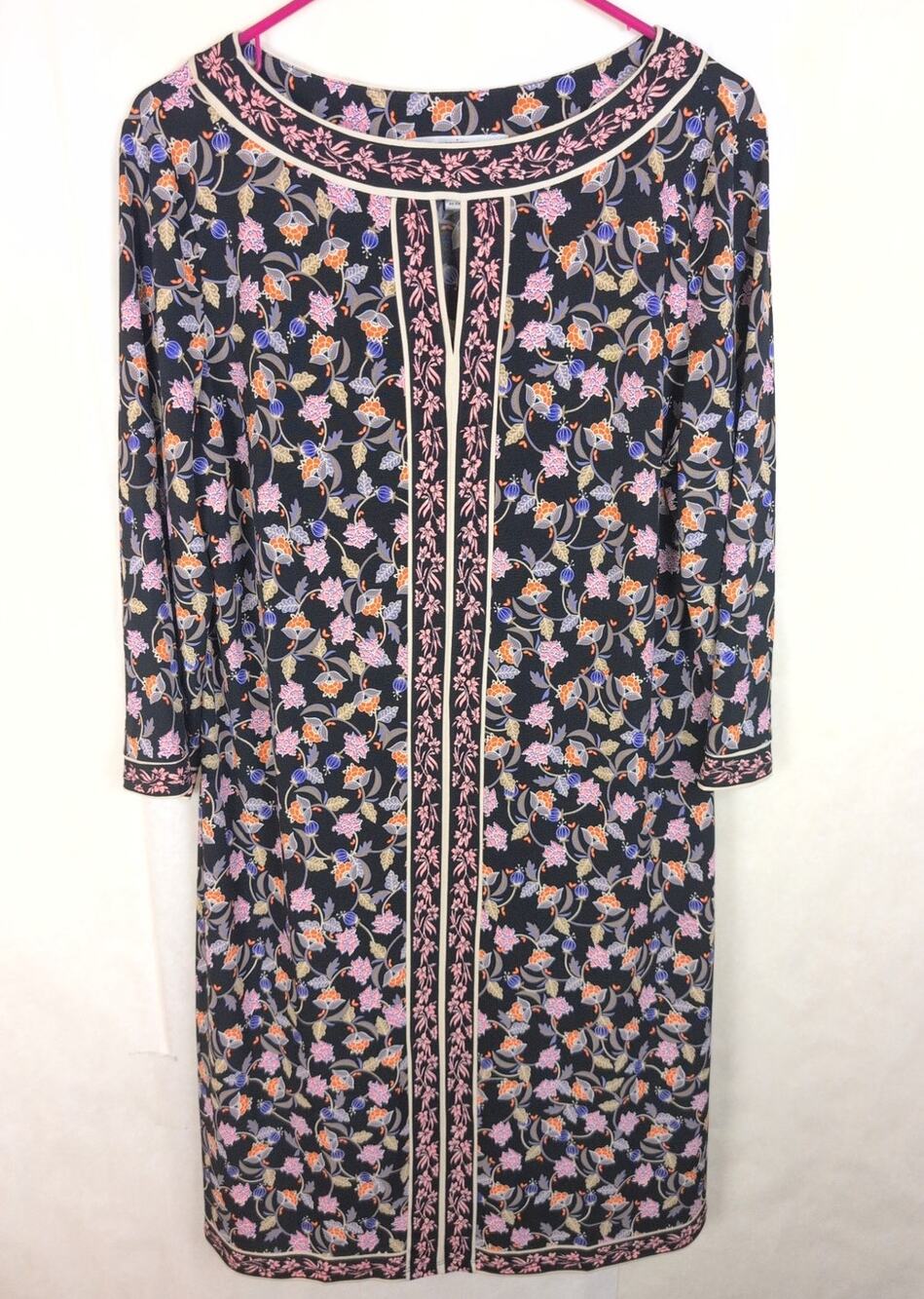 Wisp black floral stretch knit midi dress Size 14 Boho Cottagecore Prairie